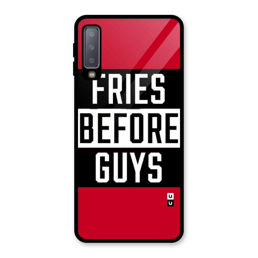 Fries Love Stripes Glass Back Case for Galaxy A7 (2018)