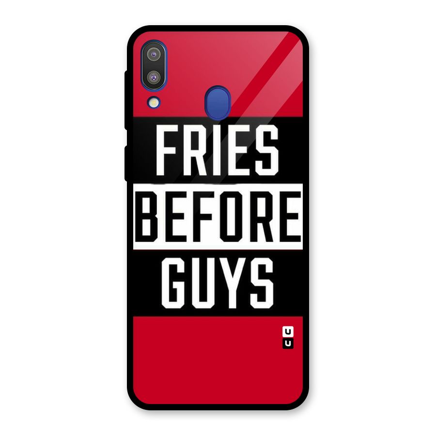 Fries Love Stripes Glass Back Case for Galaxy M20