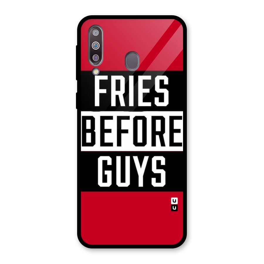 Fries Love Stripes Glass Back Case for Galaxy M30