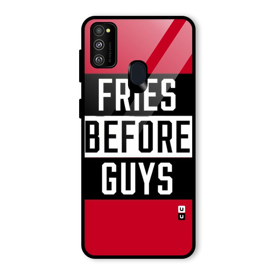 Fries Love Stripes Glass Back Case for Galaxy M30s