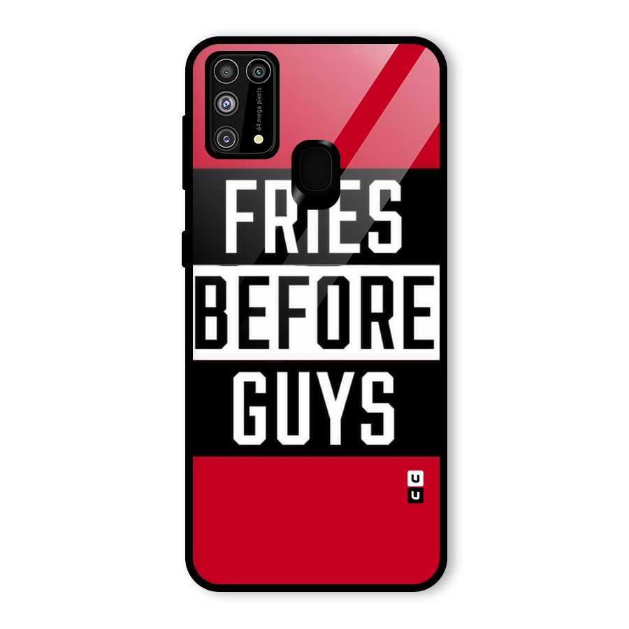 Fries Love Stripes Glass Back Case for Galaxy M31