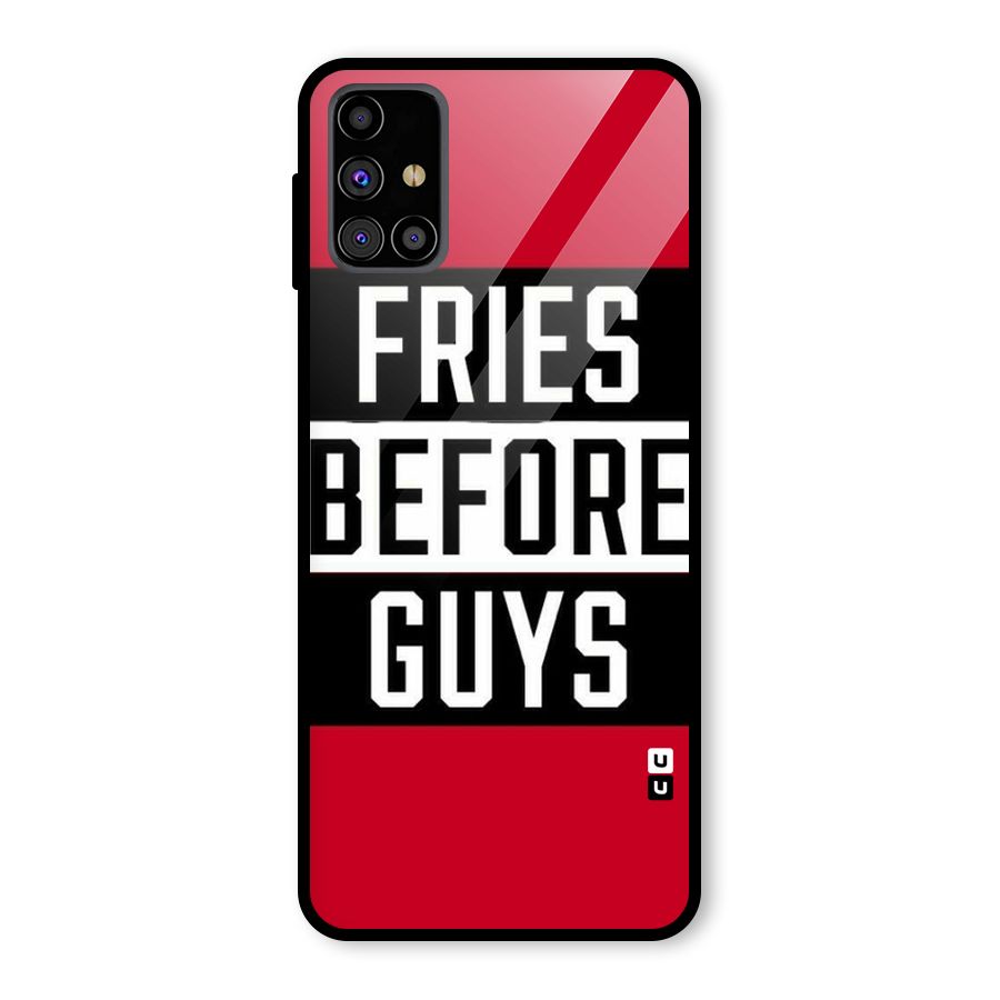 Fries Love Stripes Glass Back Case for Galaxy M31s