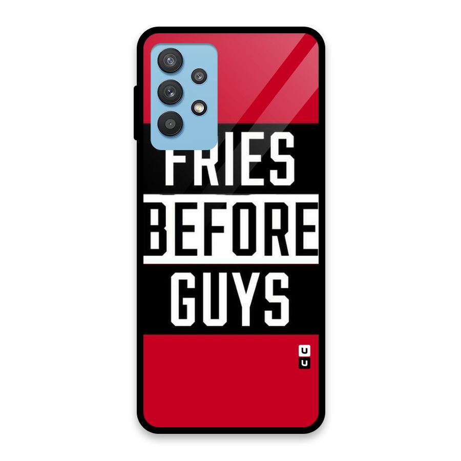 Fries Love Stripes Glass Back Case for Galaxy M32 5G