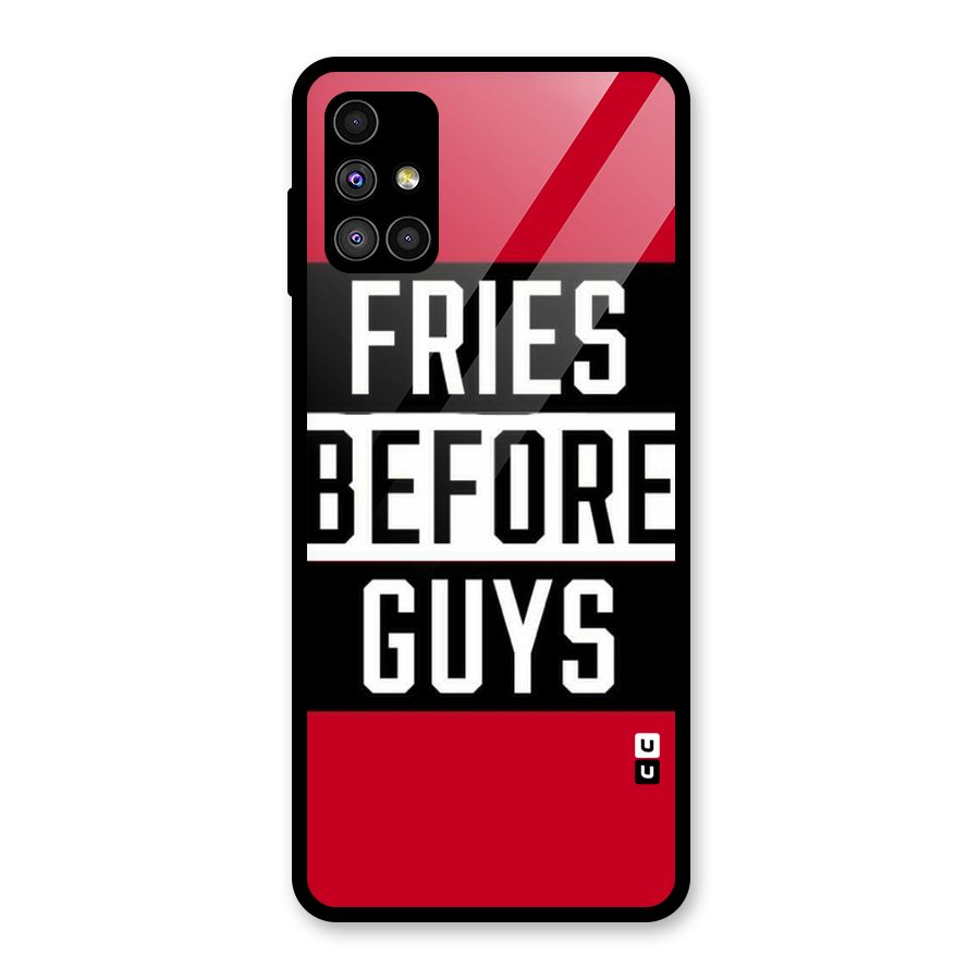 Fries Love Stripes Glass Back Case for Galaxy M51