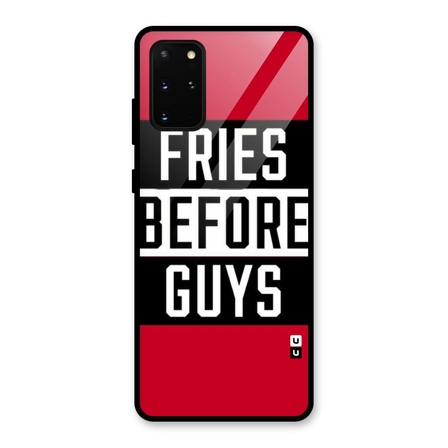 Fries Love Stripes Glass Back Case for Galaxy S20 Plus