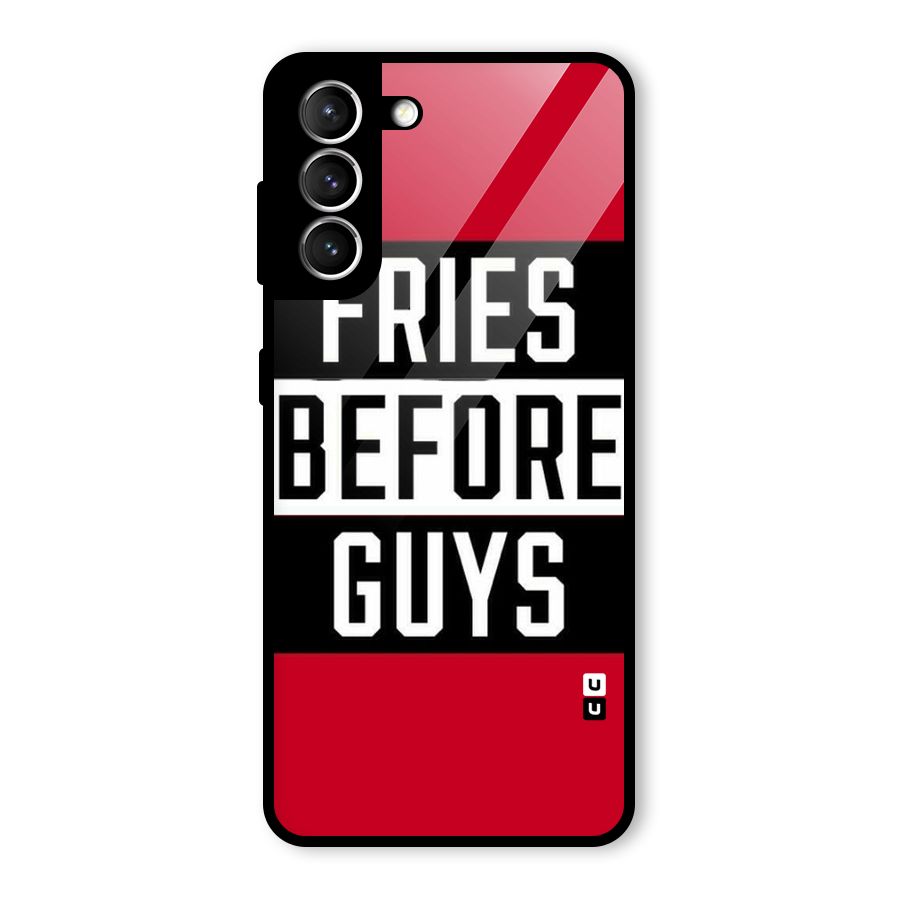 Fries Love Stripes Glass Back Case for Galaxy S21 5G