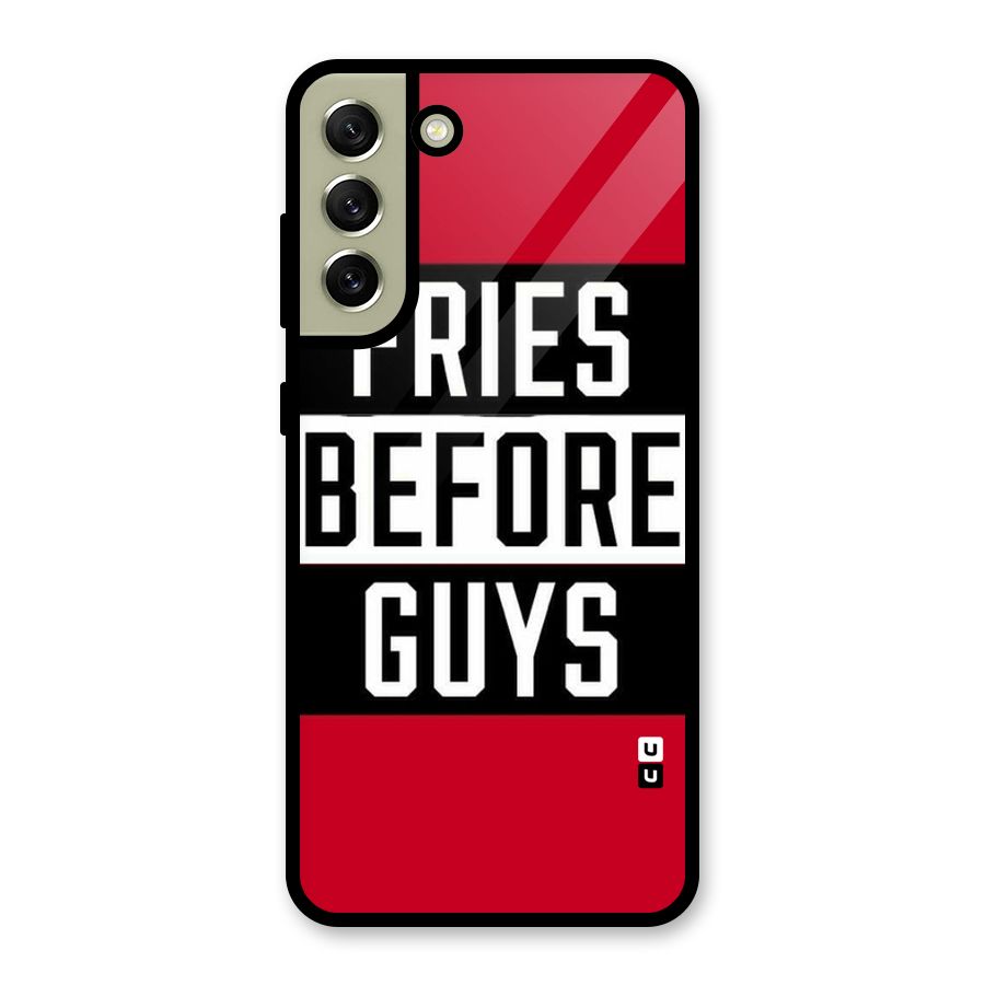 Fries Love Stripes Glass Back Case for Galaxy S21 FE 5G
