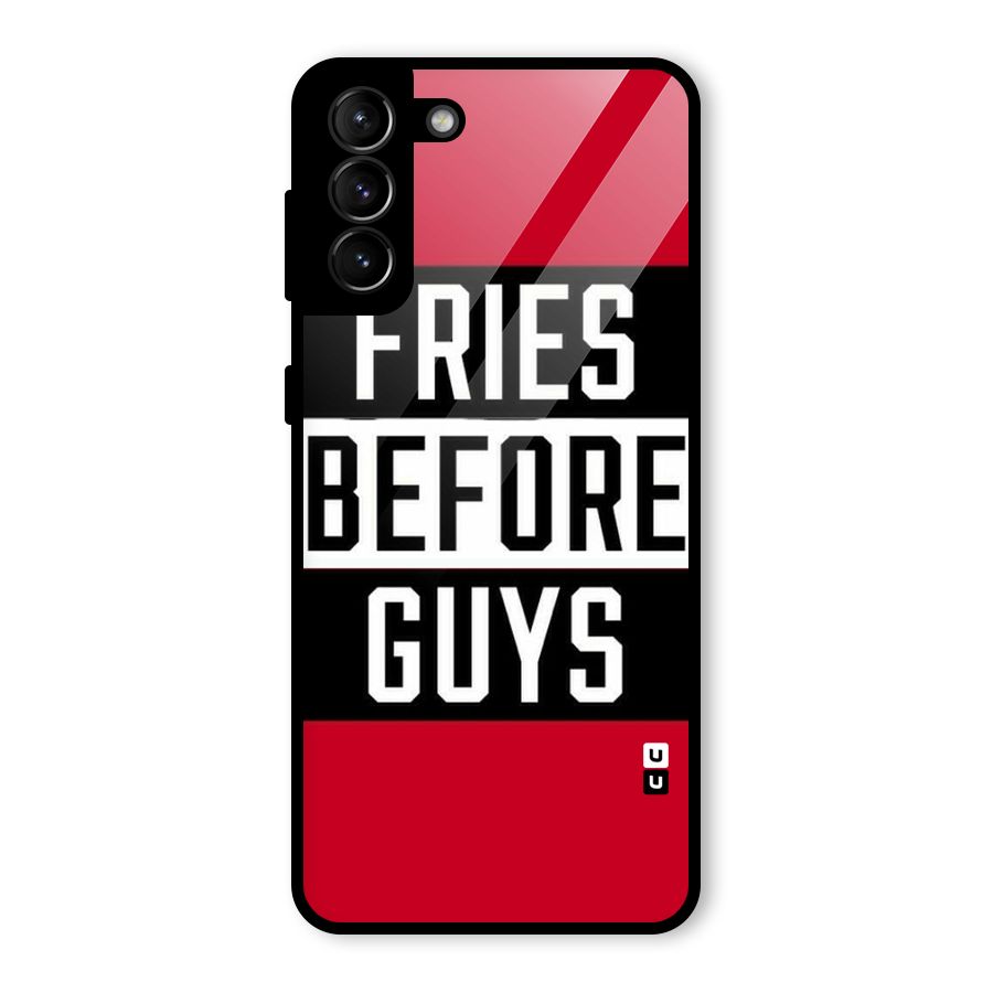 Fries Love Stripes Glass Back Case for Galaxy S21 Plus