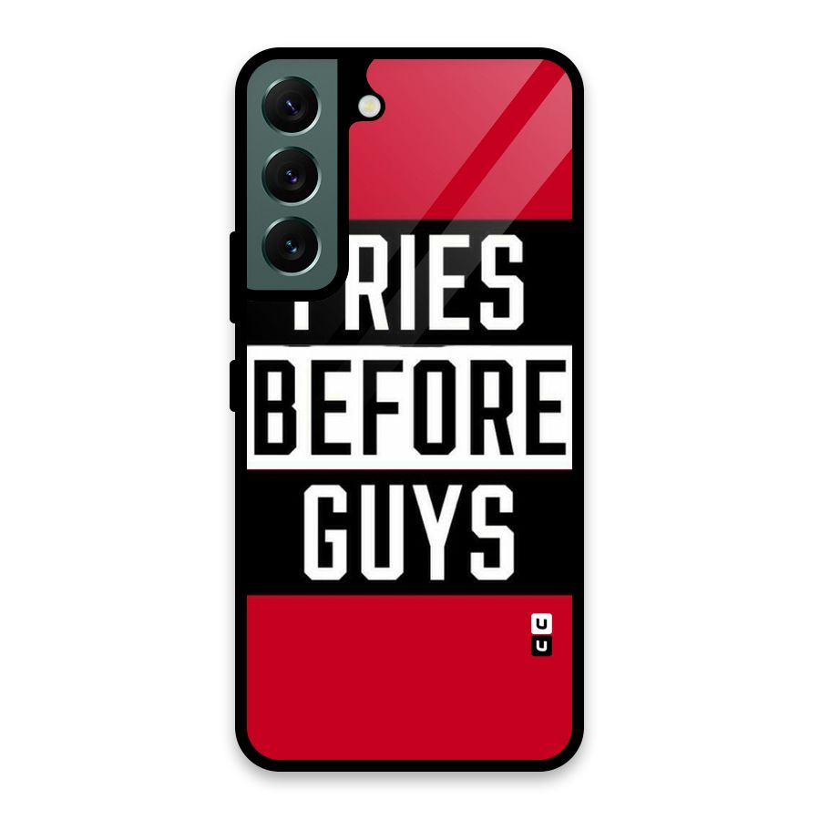 Fries Love Stripes Glass Back Case for Galaxy S22 5G