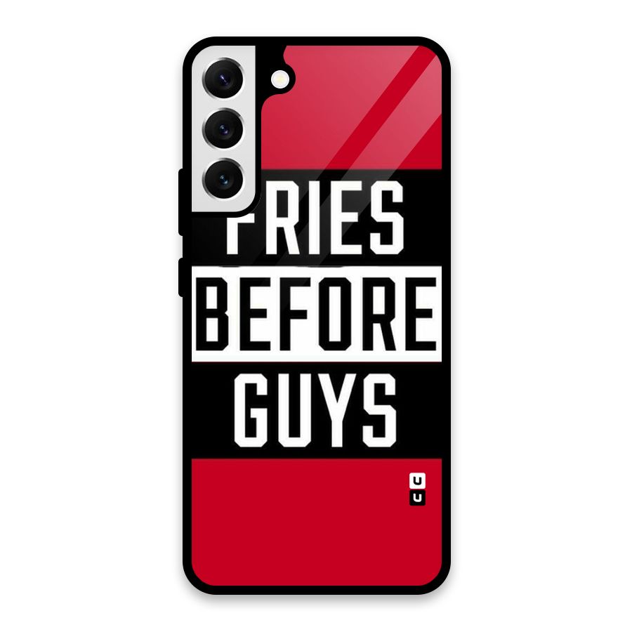 Fries Love Stripes Glass Back Case for Galaxy S22 Plus 5G