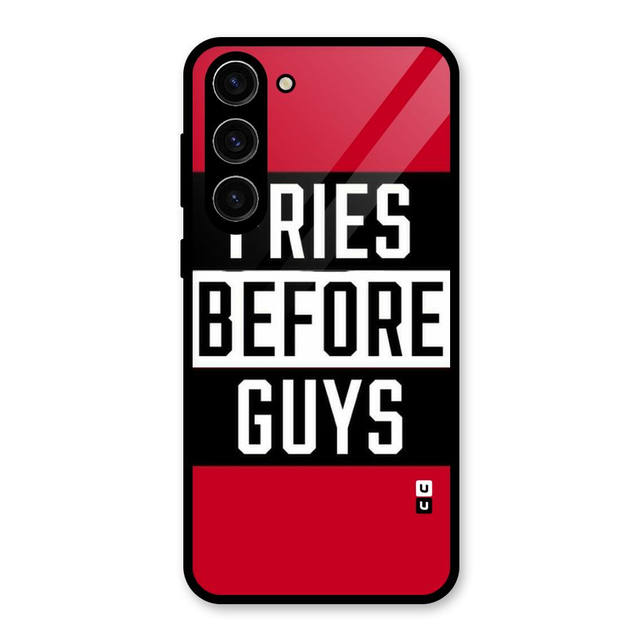 Fries Love Stripes Glass Back Case for Galaxy S23 Plus