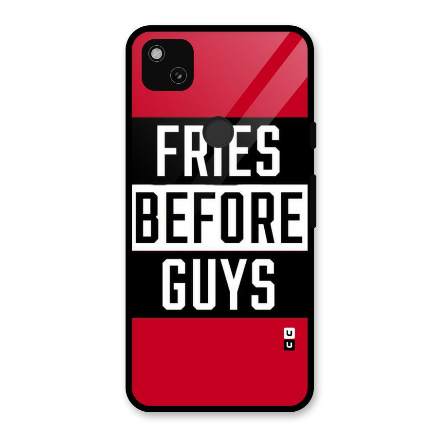 Fries Love Stripes Glass Back Case for Google Pixel 4a