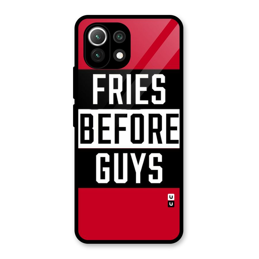 Fries Love Stripes Glass Back Case for Mi 11 Lite