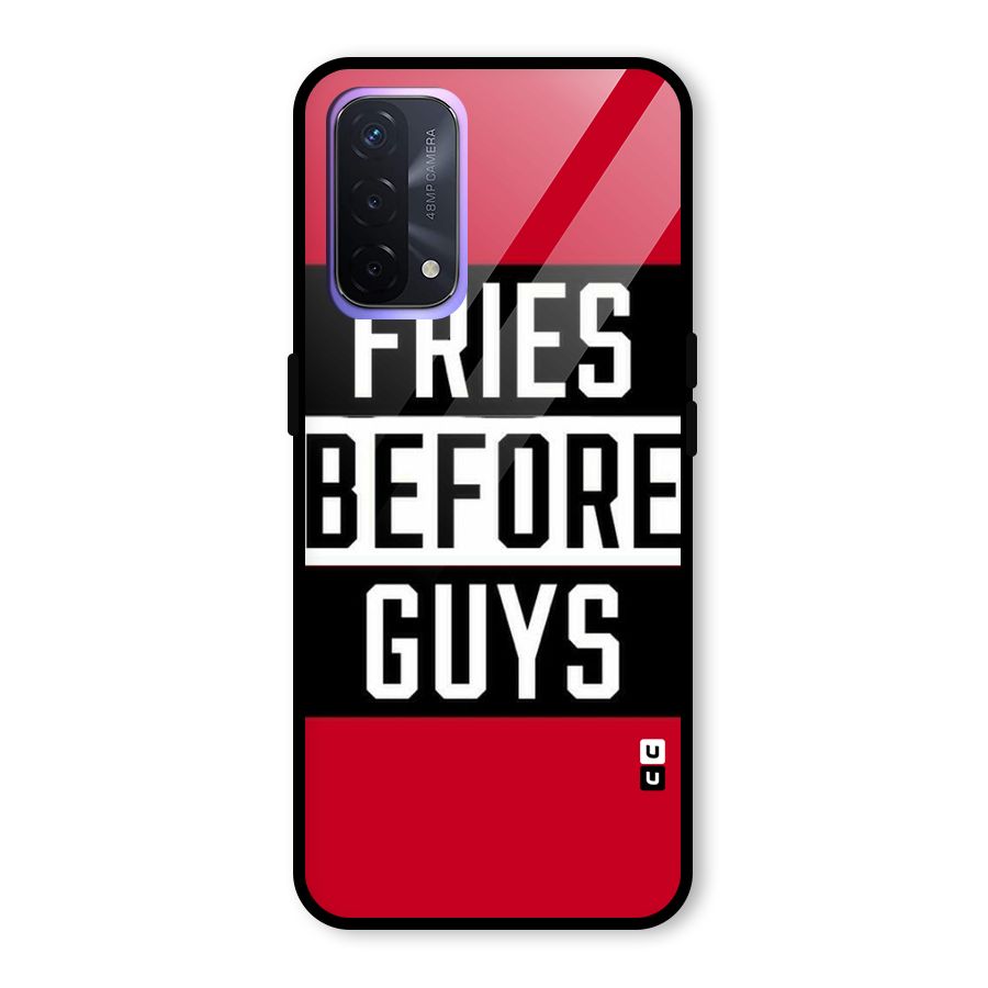 Fries Love Stripes Glass Back Case for Oppo A74 5G