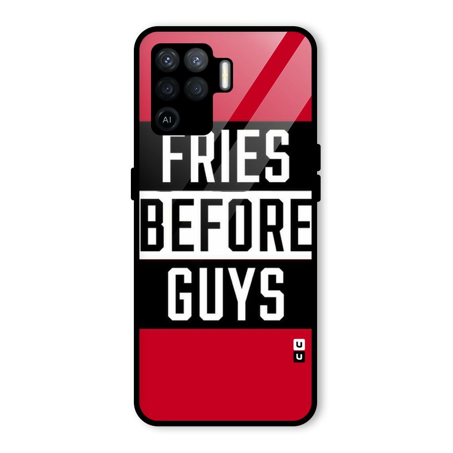 Fries Love Stripes Glass Back Case for Oppo F19 Pro