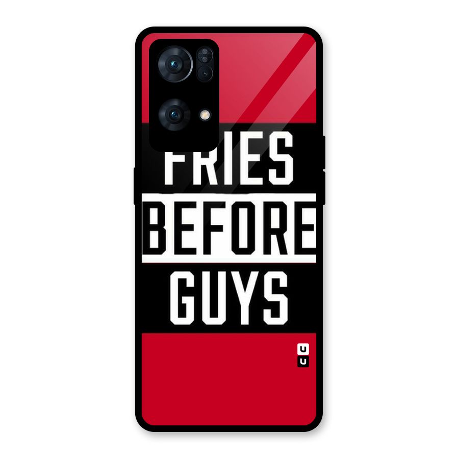 Fries Love Stripes Glass Back Case for Oppo Reno7 Pro 5G