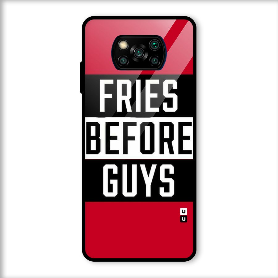 Fries Love Stripes Glass Back Case for Poco X3