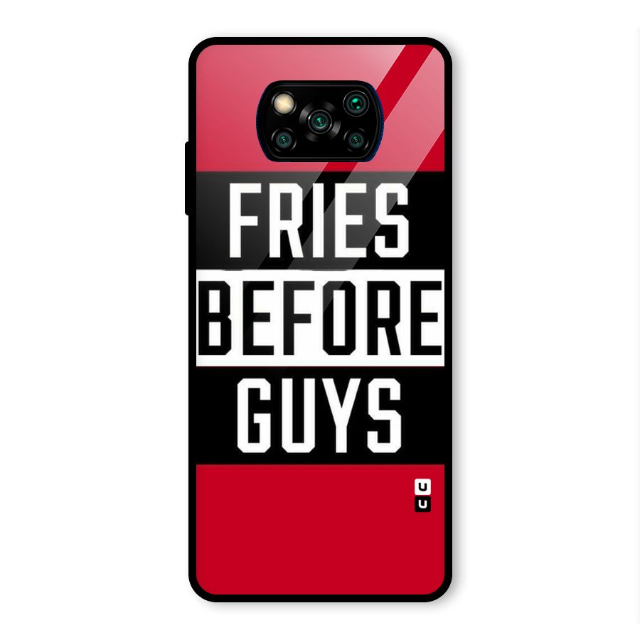 Fries Love Stripes Glass Back Case for Poco X3 Pro