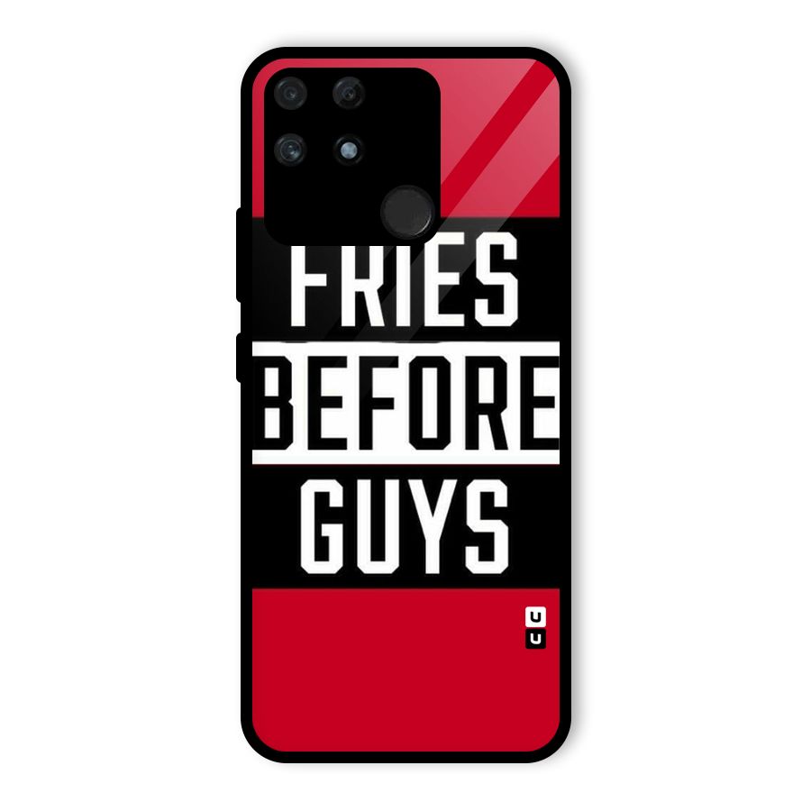 Fries Love Stripes Glass Back Case for Realme Narzo 50A