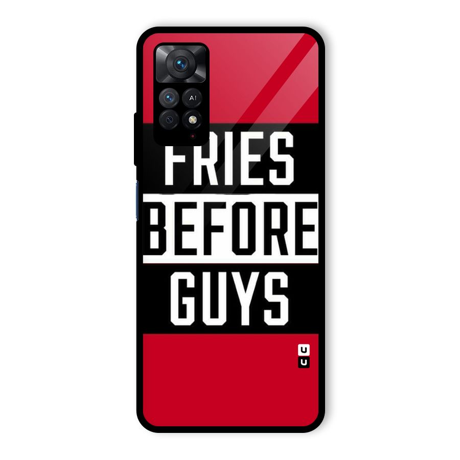 Fries Love Stripes Glass Back Case for Redmi Note 11 Pro