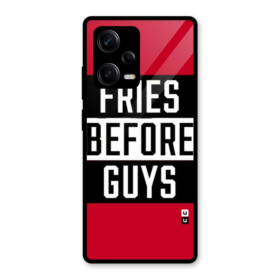 Fries Love Stripes Glass Back Case for Redmi Note 12 Pro