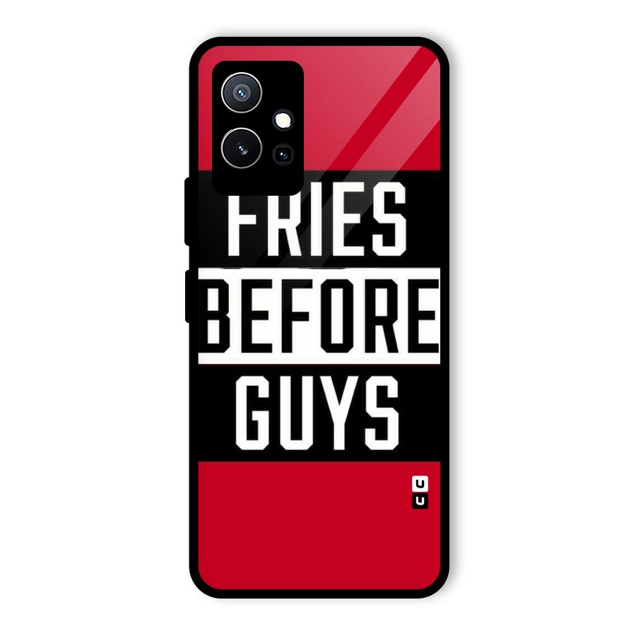 Fries Love Stripes Glass Back Case for Vivo T1 5G