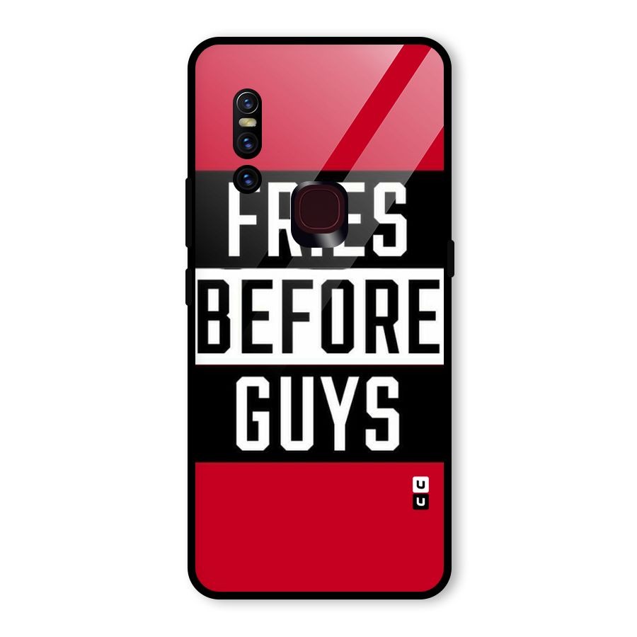 Fries Love Stripes Glass Back Case for Vivo V15
