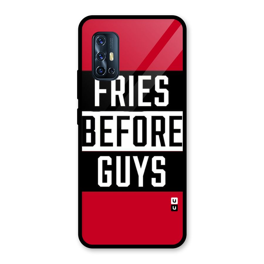 Fries Love Stripes Glass Back Case for Vivo V17