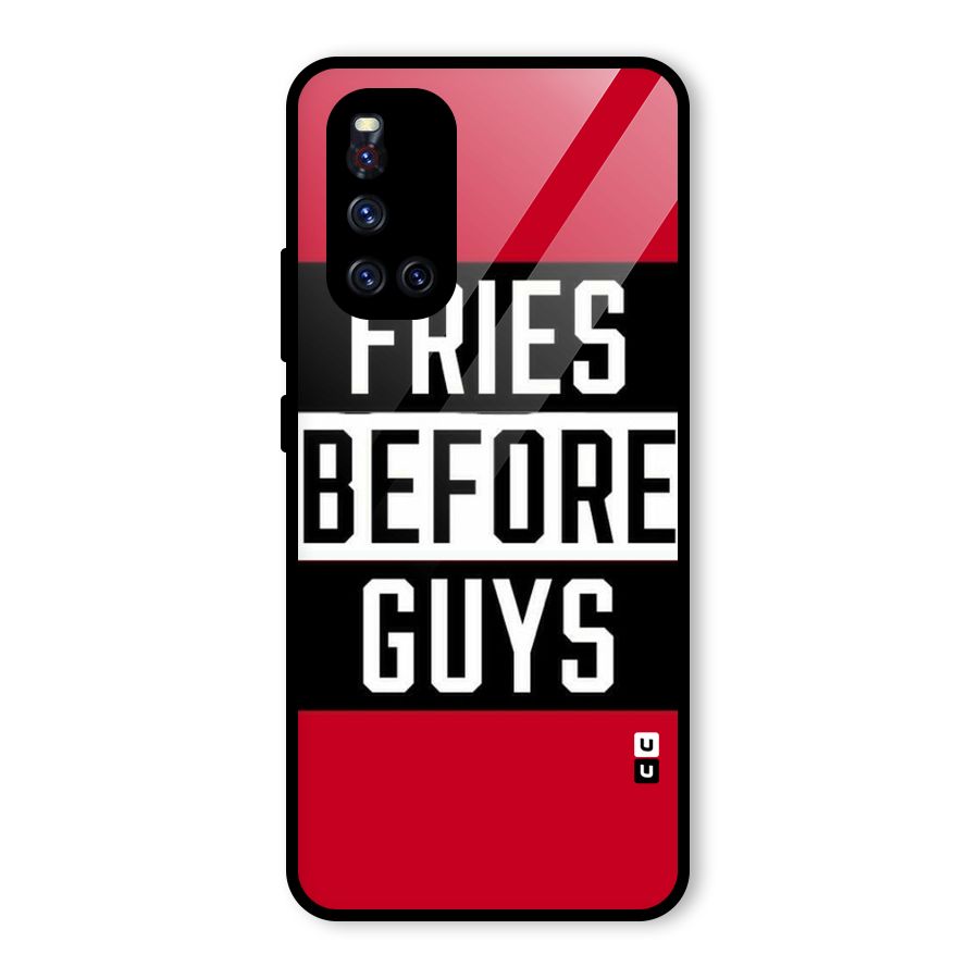Fries Love Stripes Glass Back Case for Vivo V19