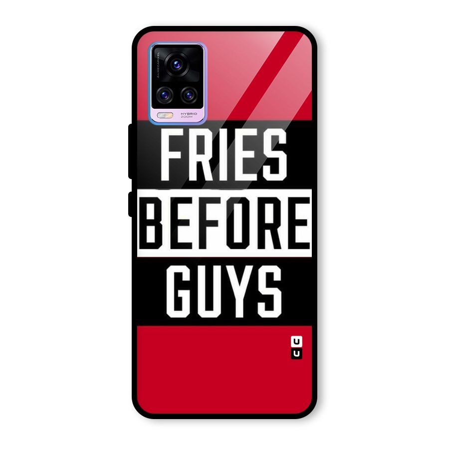 Fries Love Stripes Glass Back Case for Vivo V20 Pro