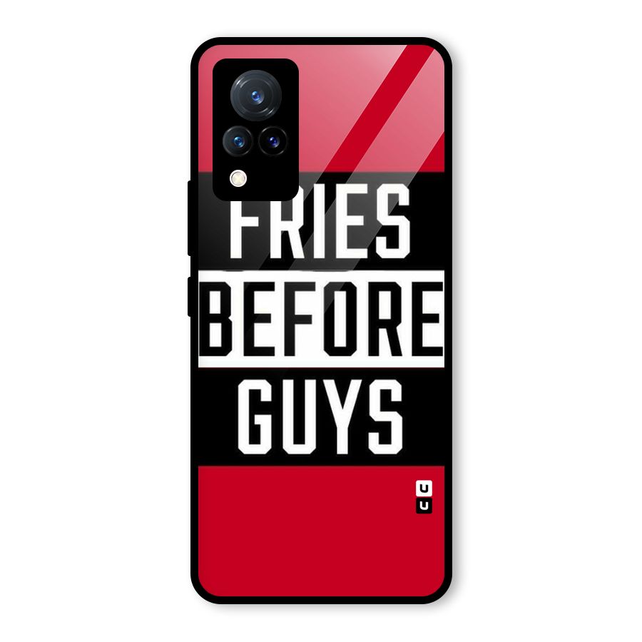 Fries Love Stripes Glass Back Case for Vivo V21 5G