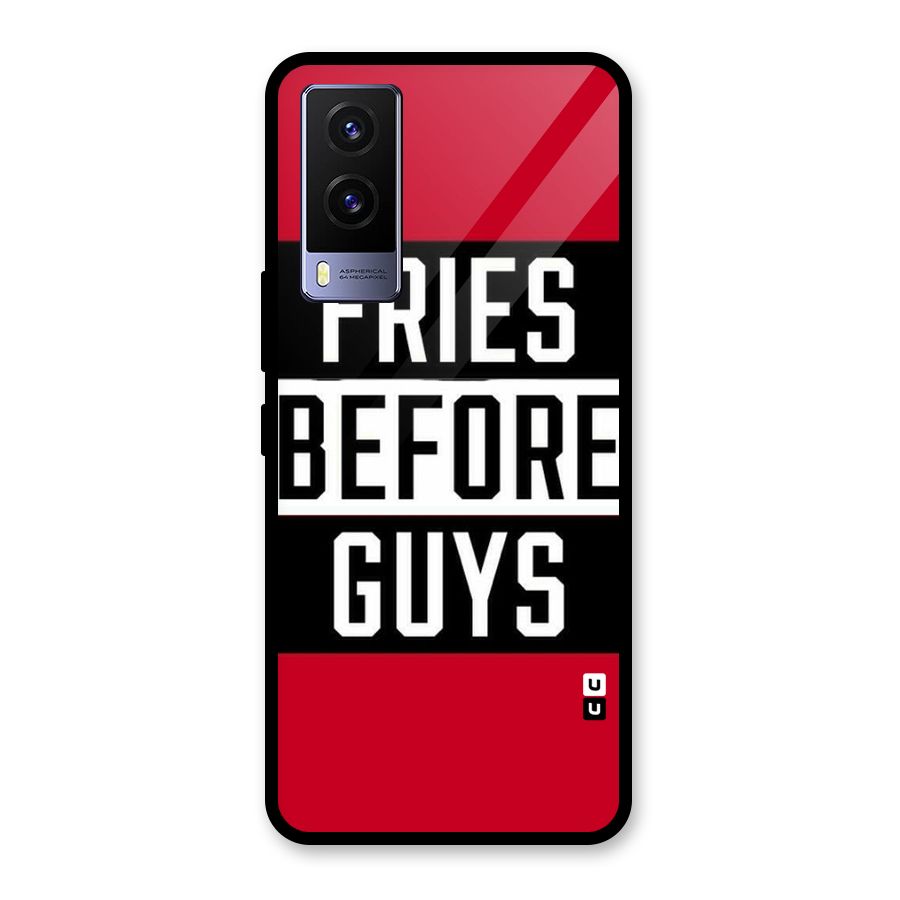 Fries Love Stripes Glass Back Case for Vivo V21e 5G