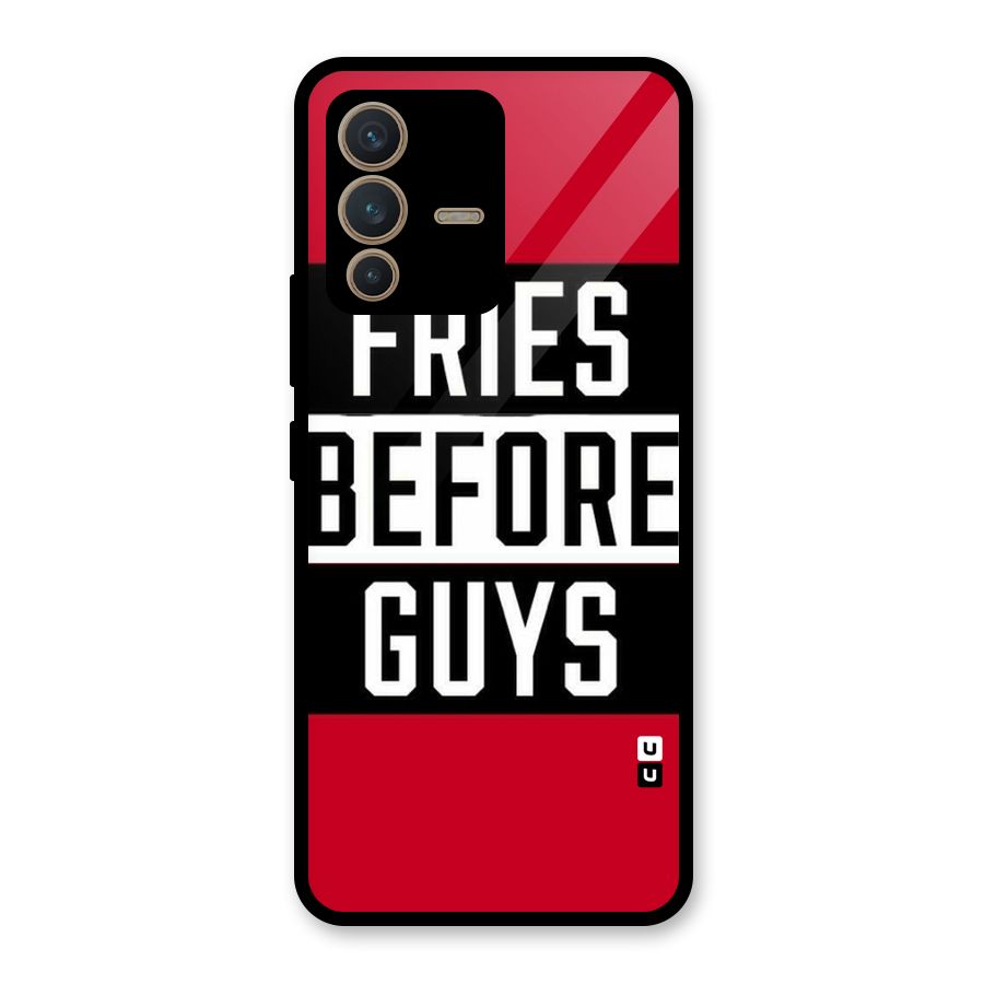 Fries Love Stripes Glass Back Case for Vivo V23 5G