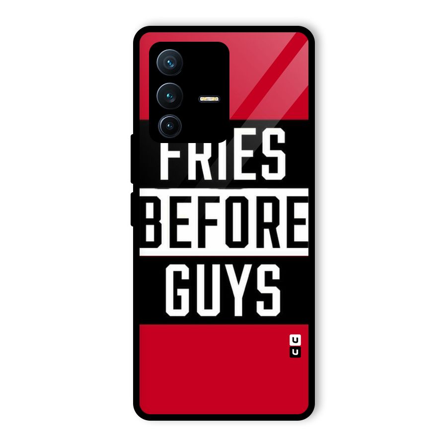 Fries Love Stripes Glass Back Case for Vivo V23 Pro