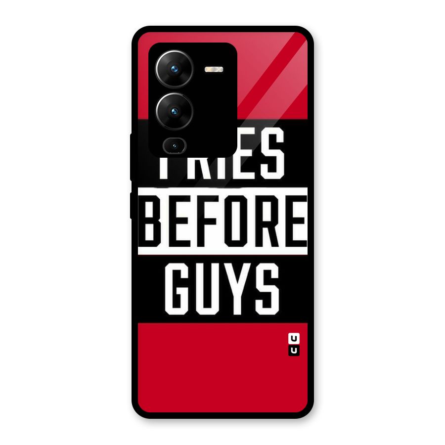 Fries Love Stripes Glass Back Case for Vivo V25 Pro