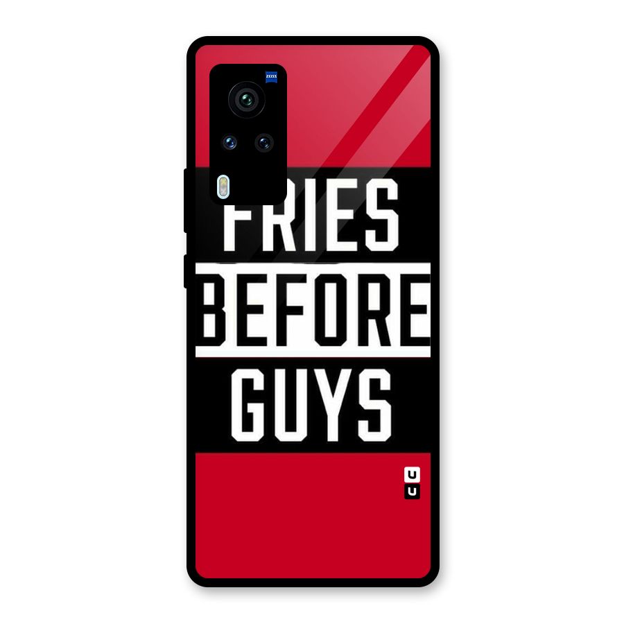 Fries Love Stripes Glass Back Case for Vivo X60 Pro