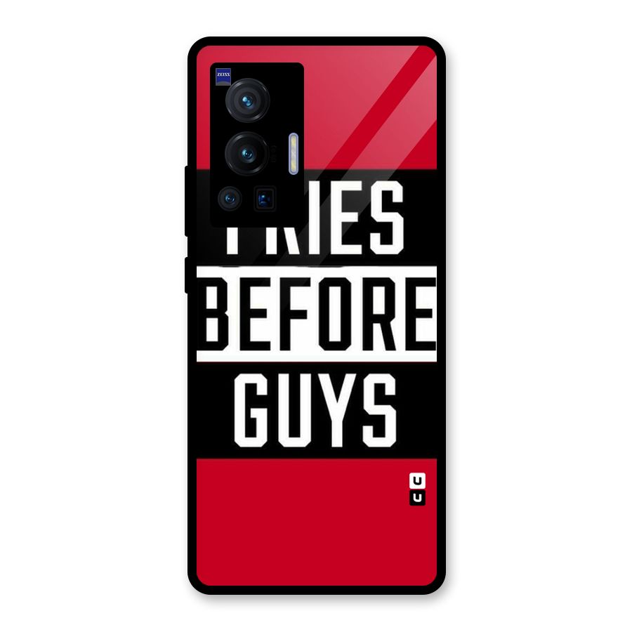 Fries Love Stripes Glass Back Case for Vivo X70 Pro