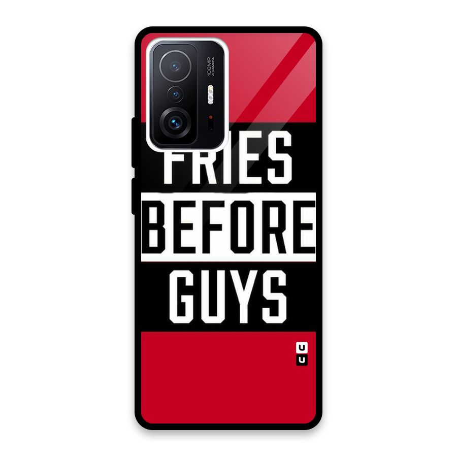 Fries Love Stripes Glass Back Case for Xiaomi 11T Pro