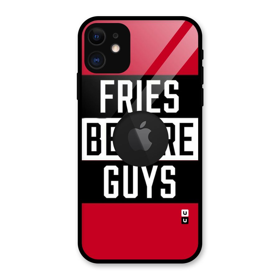 Fries Love Stripes Glass Back Case for iPhone 11 Logo Cut