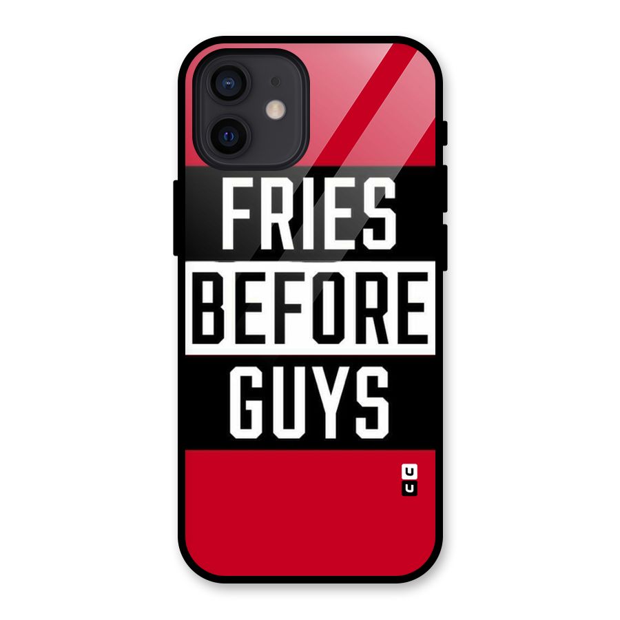 Fries Love Stripes Glass Back Case for iPhone 12