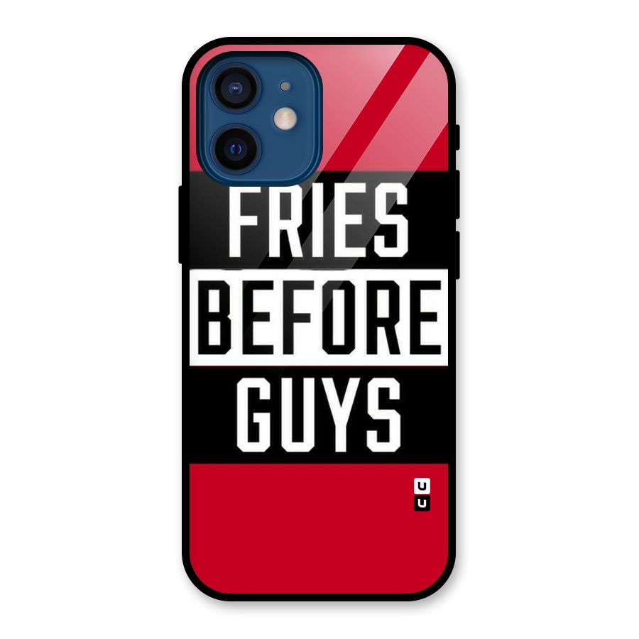 Fries Love Stripes Glass Back Case for iPhone 12 Mini