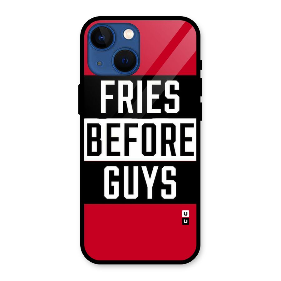 Fries Love Stripes Glass Back Case for iPhone 13 Mini