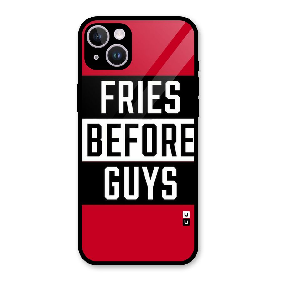 Fries Love Stripes Glass Back Case for iPhone 14 Plus
