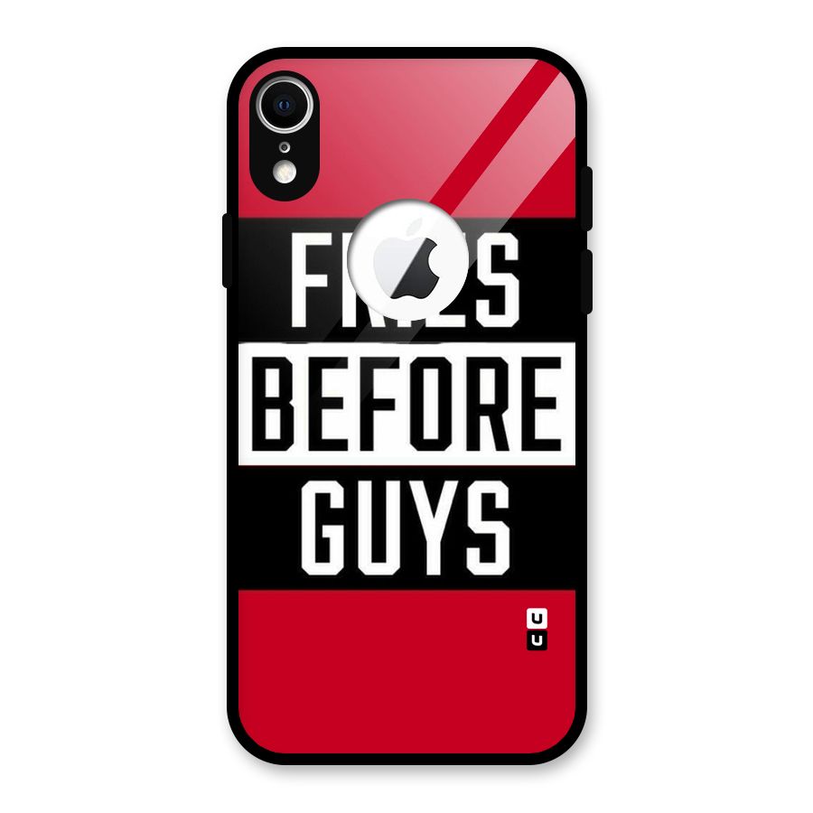 Fries Love Stripes Glass Back Case for iPhone XR Logo Cut