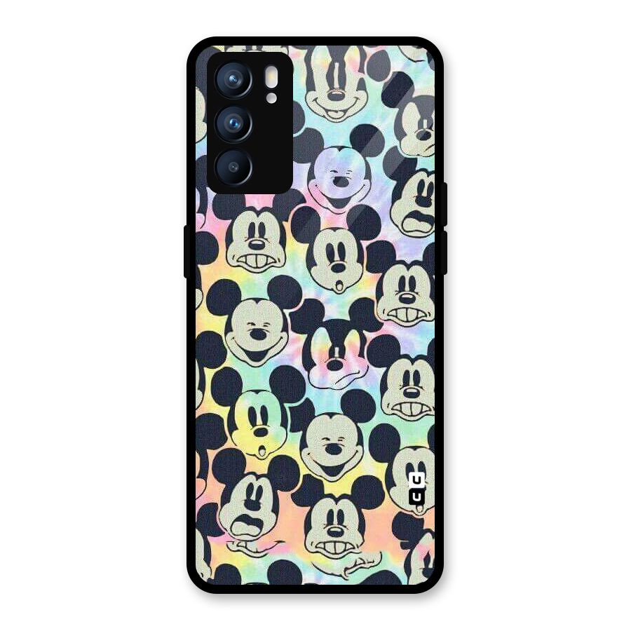 Fun Rainbow Faces Glass Back Case for Oppo Reno6 5G