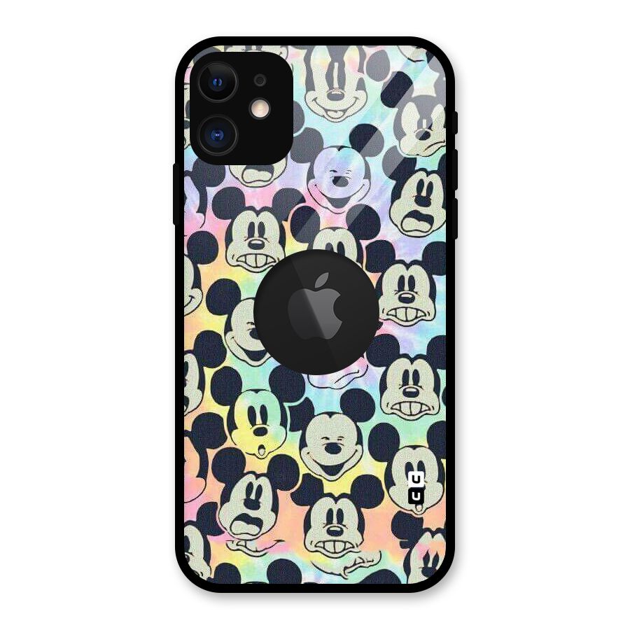 Fun Rainbow Faces Glass Back Case for iPhone 11 Logo Cut