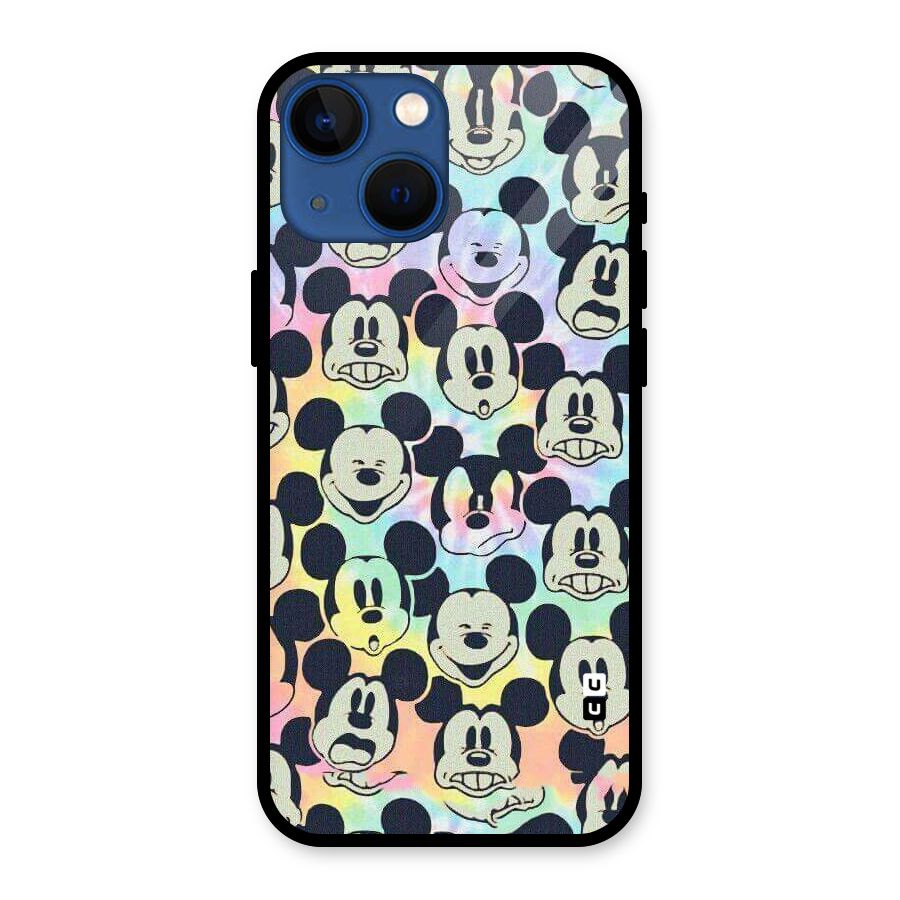 Fun Rainbow Faces Glass Back Case for iPhone 13 Mini
