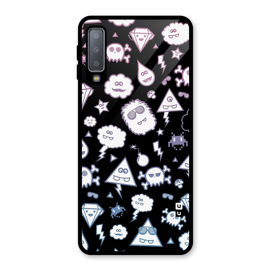 Funny Faces Glass Back Case for Galaxy A7 (2018)