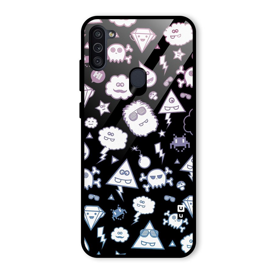 Funny Faces Glass Back Case for Galaxy M11