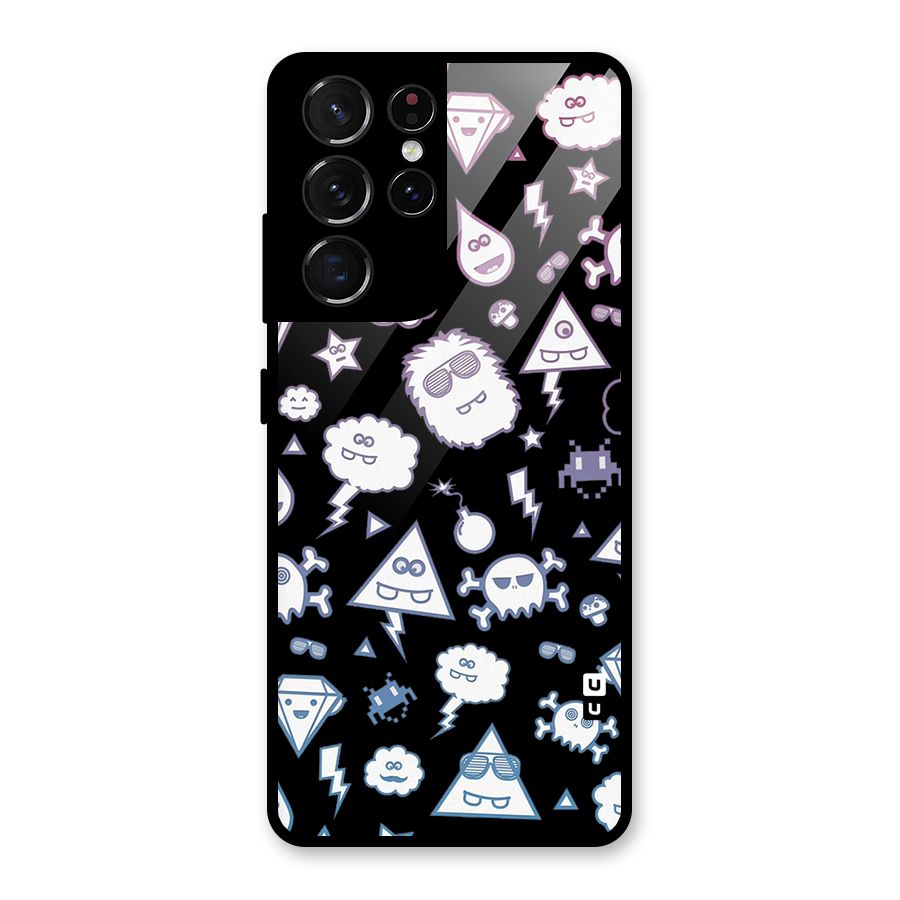 Funny Faces Glass Back Case for Galaxy S21 Ultra 5G